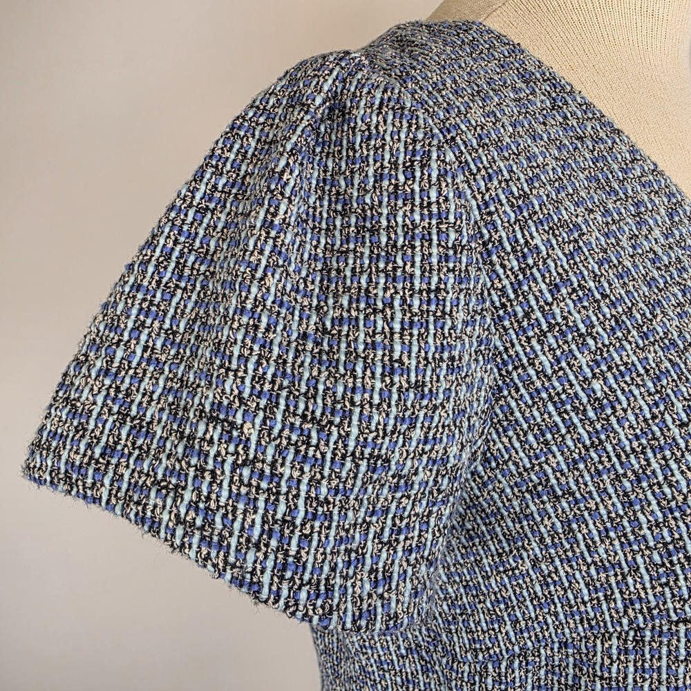 NWT Talbots Tweed Sheath Dress 6 Blue Textured Boucle Lined Career Preppy‎ $129 - Picture 3 of 10